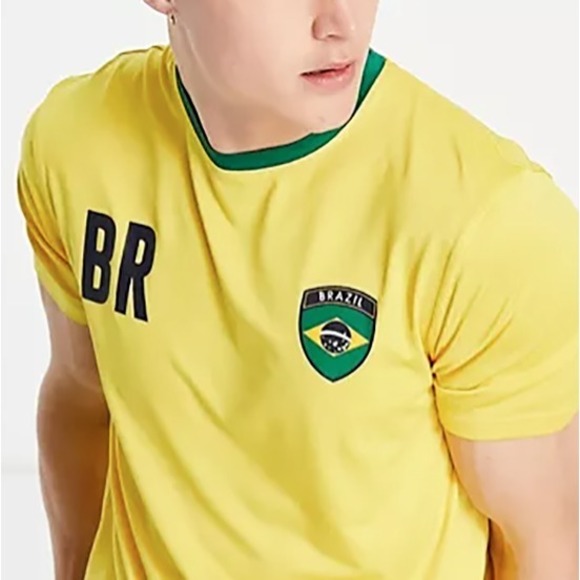 Threadbare Other - Brasil Soccer Football T-Shirt Yellow #10 Brazil Flag Logo LARGE Athletic Tee